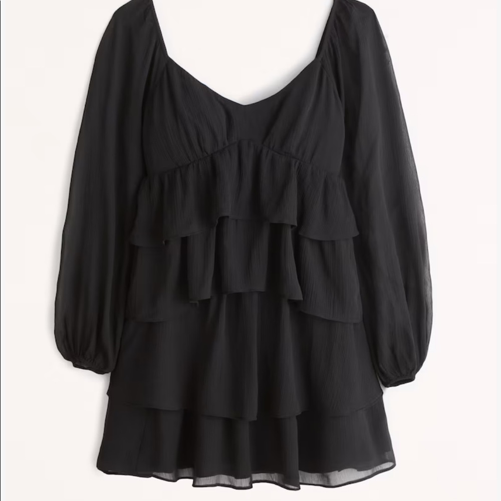 NWT A & F Ruffle mini dress in black